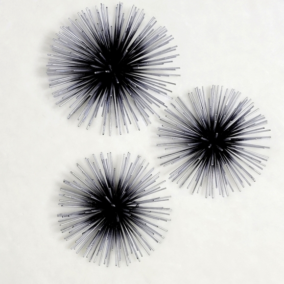 MCM Retro Antiqued Silver Starburst Metal Wall Sculpture Art (set of 3) - Picture 4 of 7